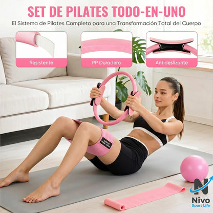 Super Kit Pilates de 14 piezas+ Tonificador elástico con pedales + curso en video